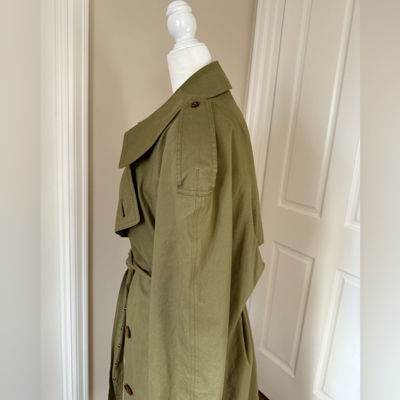 Vintage 1990s YSL Yves Saint Laurent Pour Homme Army Green Khaki Trench Coat - Picture 5 of 15